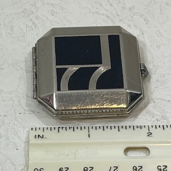 VTG Armand Company Art Deco Hinged Pressed Powder Compact Puff Mirror 1.8" - Picture 12 of 12